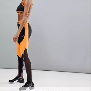 Puma Exclusive To ASOS Paneled Legging In Black And Orange Sz L